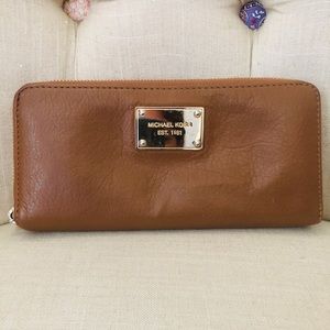 Brown Michael Kors Authentic Zip Around Wallet